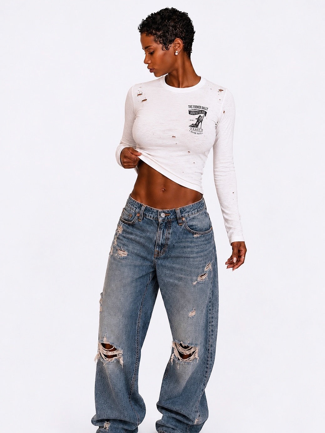 Distressed Easy Long Sleeve T